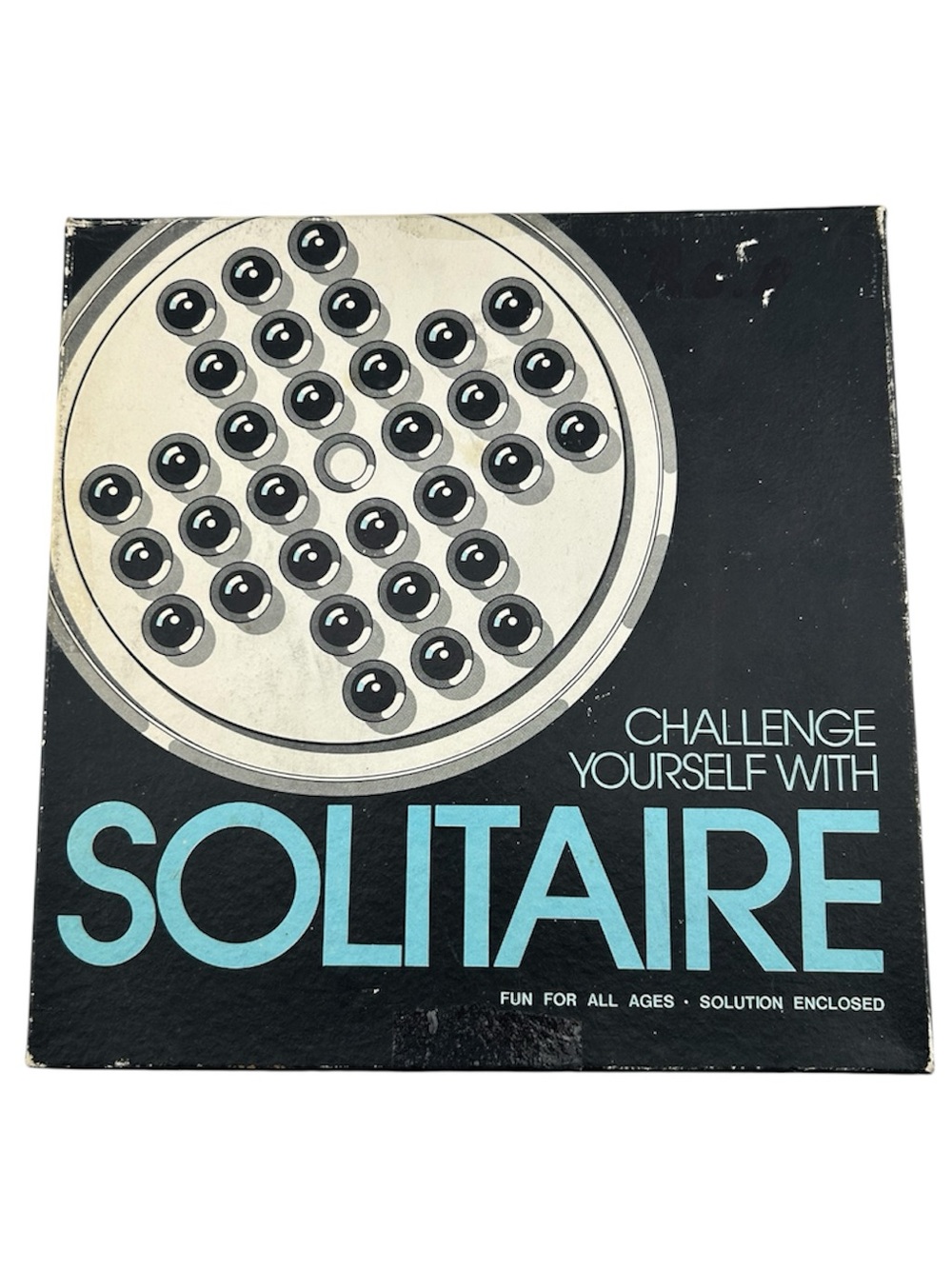 Solitaire Board Game - Black and Aqua Retro Box